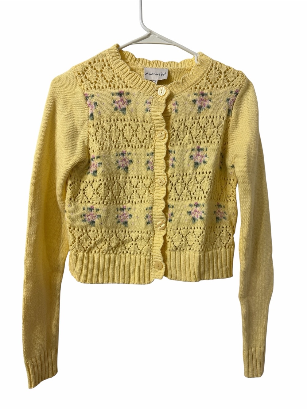 Freshman 1996 Yellow Floral Print Button Down Cardigan (Size XS)